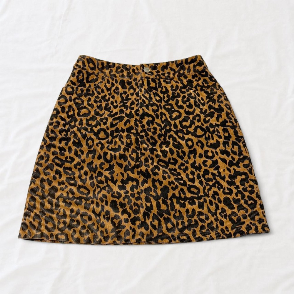 Nasty Gal animal print corduroy mini skirt indie festival size 0